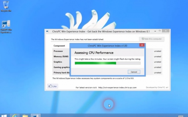 找回win8.1体验指数(ChrisPC截图