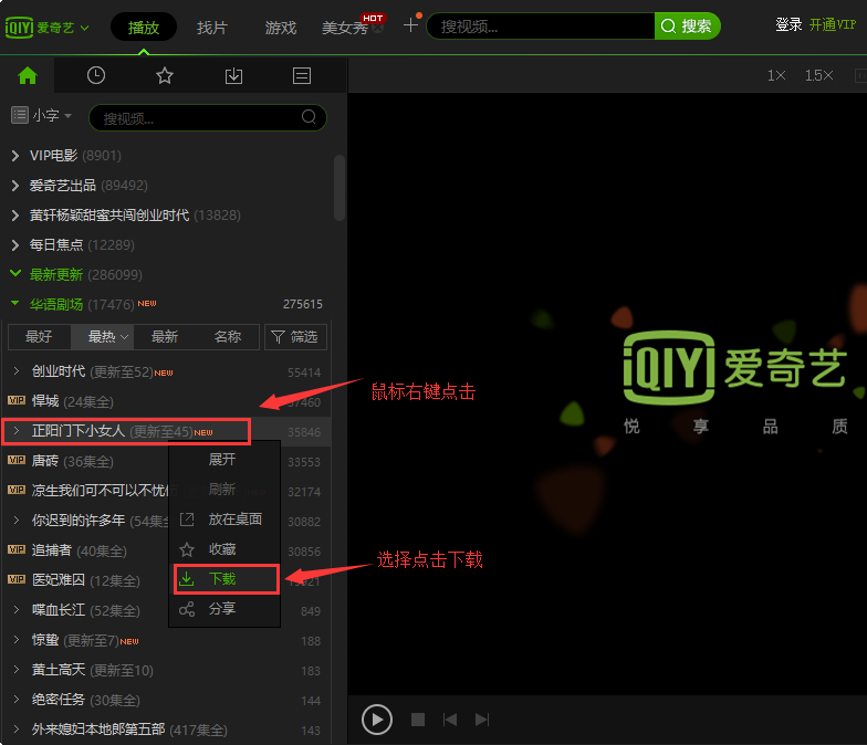 爱奇艺视频播放器截图