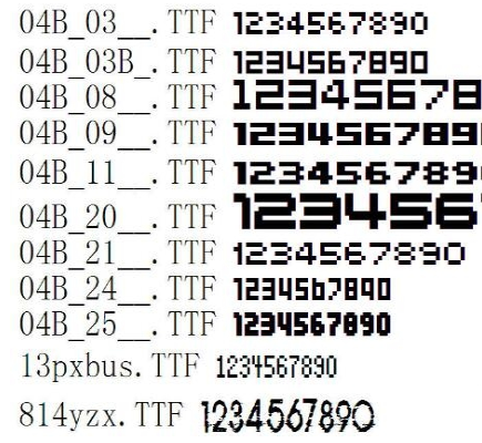 阿拉伯数字字体截图