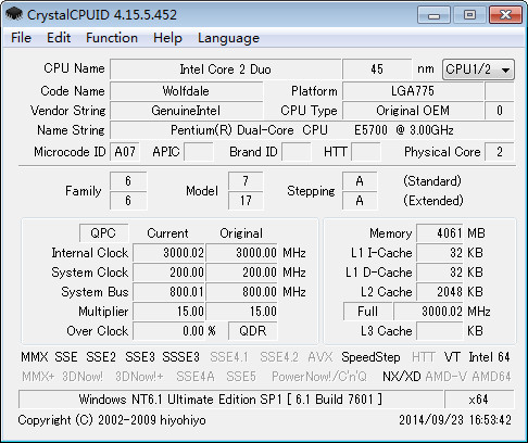 CrystalCPUID(CPU/处理器信息检测超频工具) V4.15.5.452